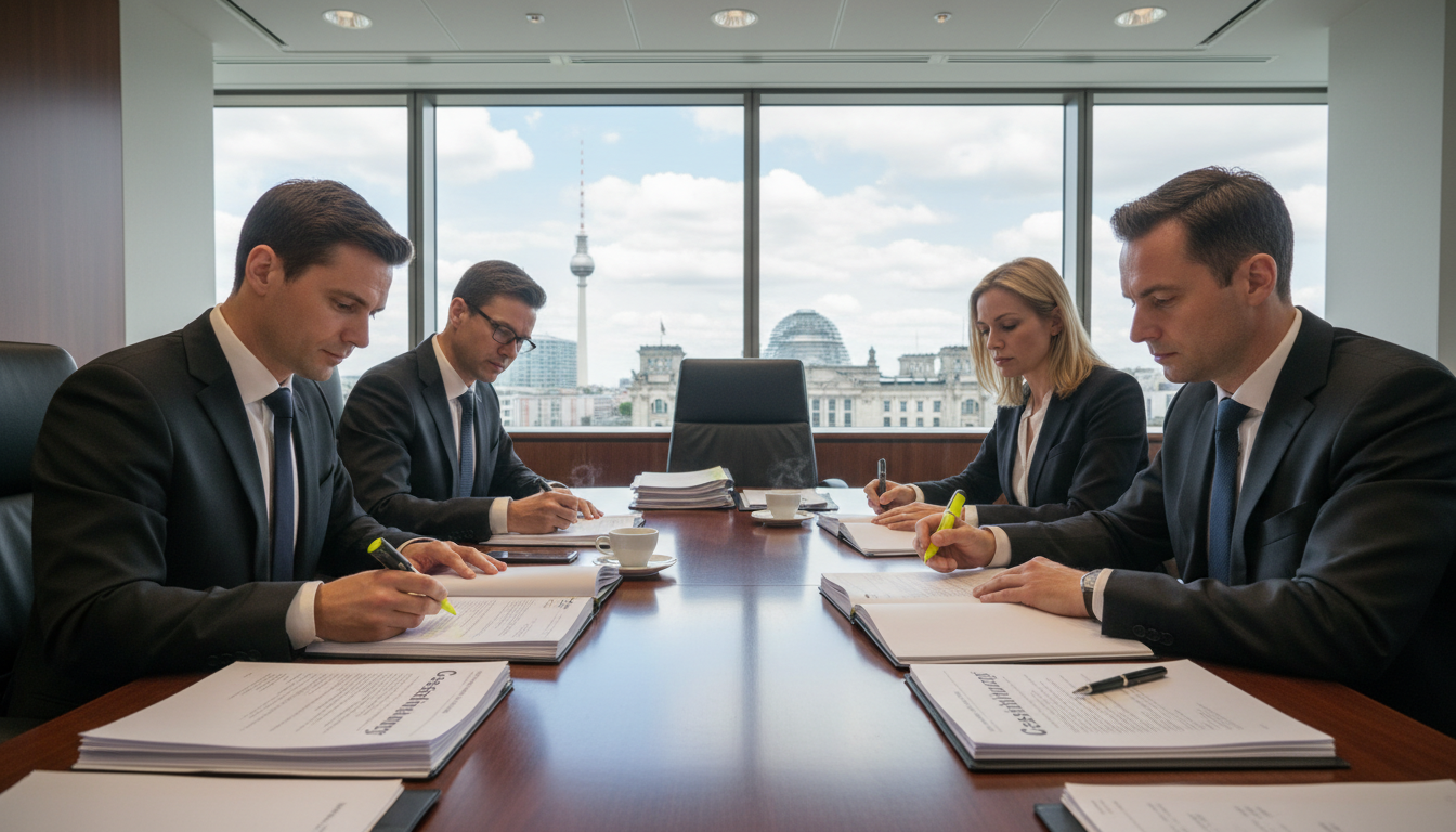 Legal team reviewing agreement