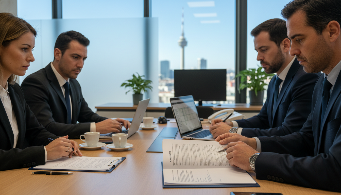 Business meeting discussing partnership terms