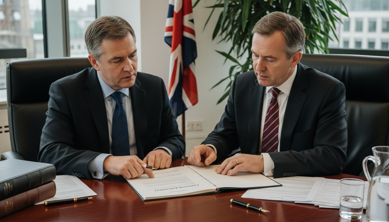 UK solicitors reviewing legal documents