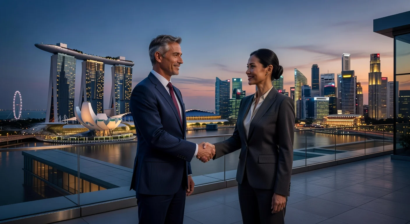 Singapore business handshake skyline