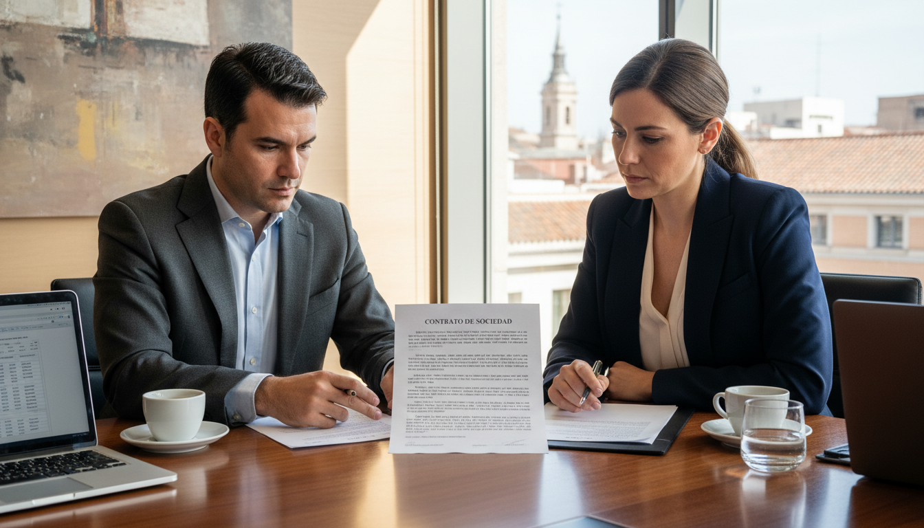 Business partners reviewing contract.