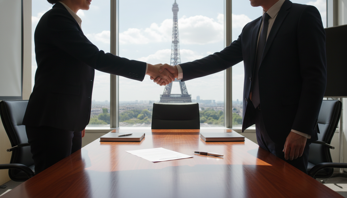 Signing a French business partnership agreement