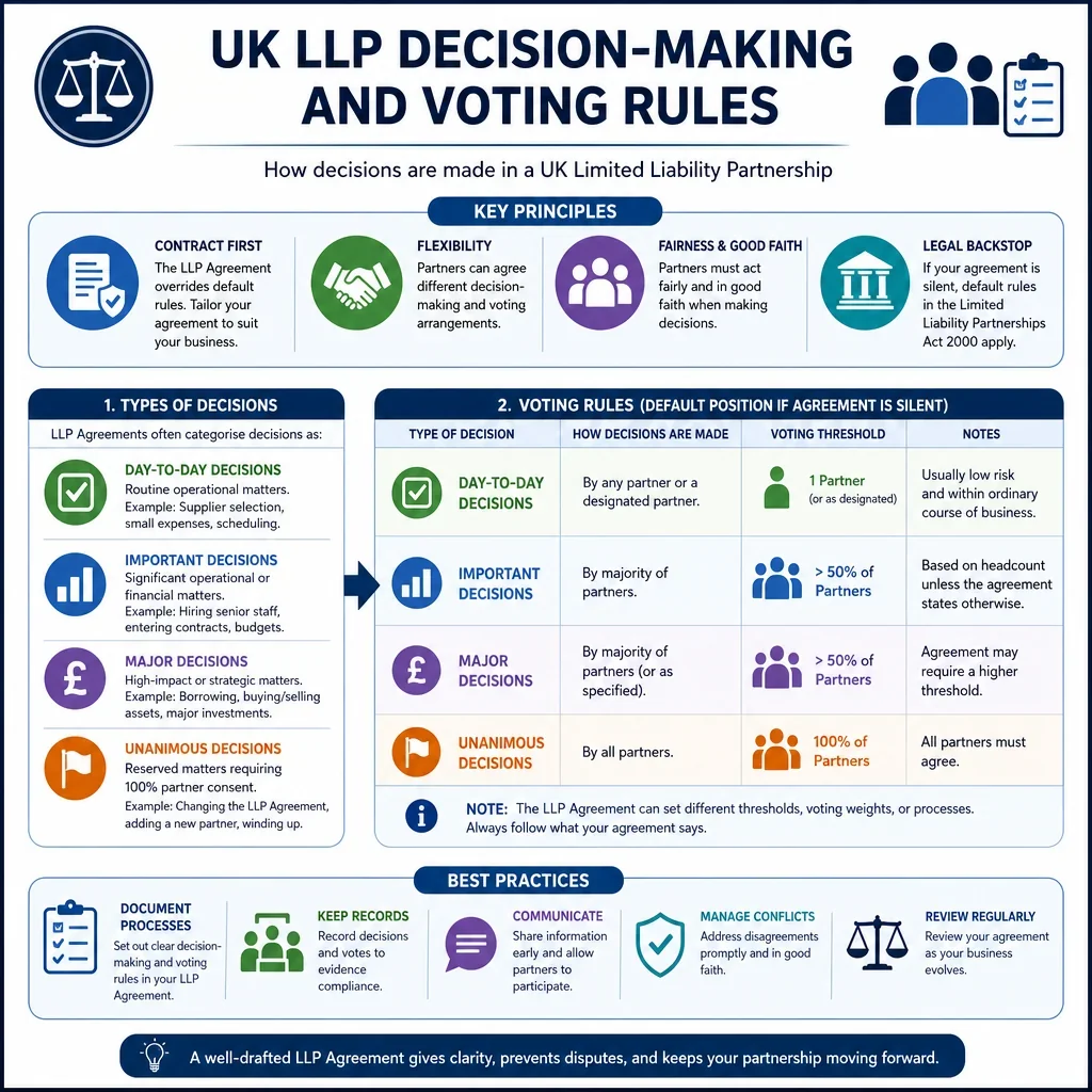 LLP Decision-Making and Voting Rules