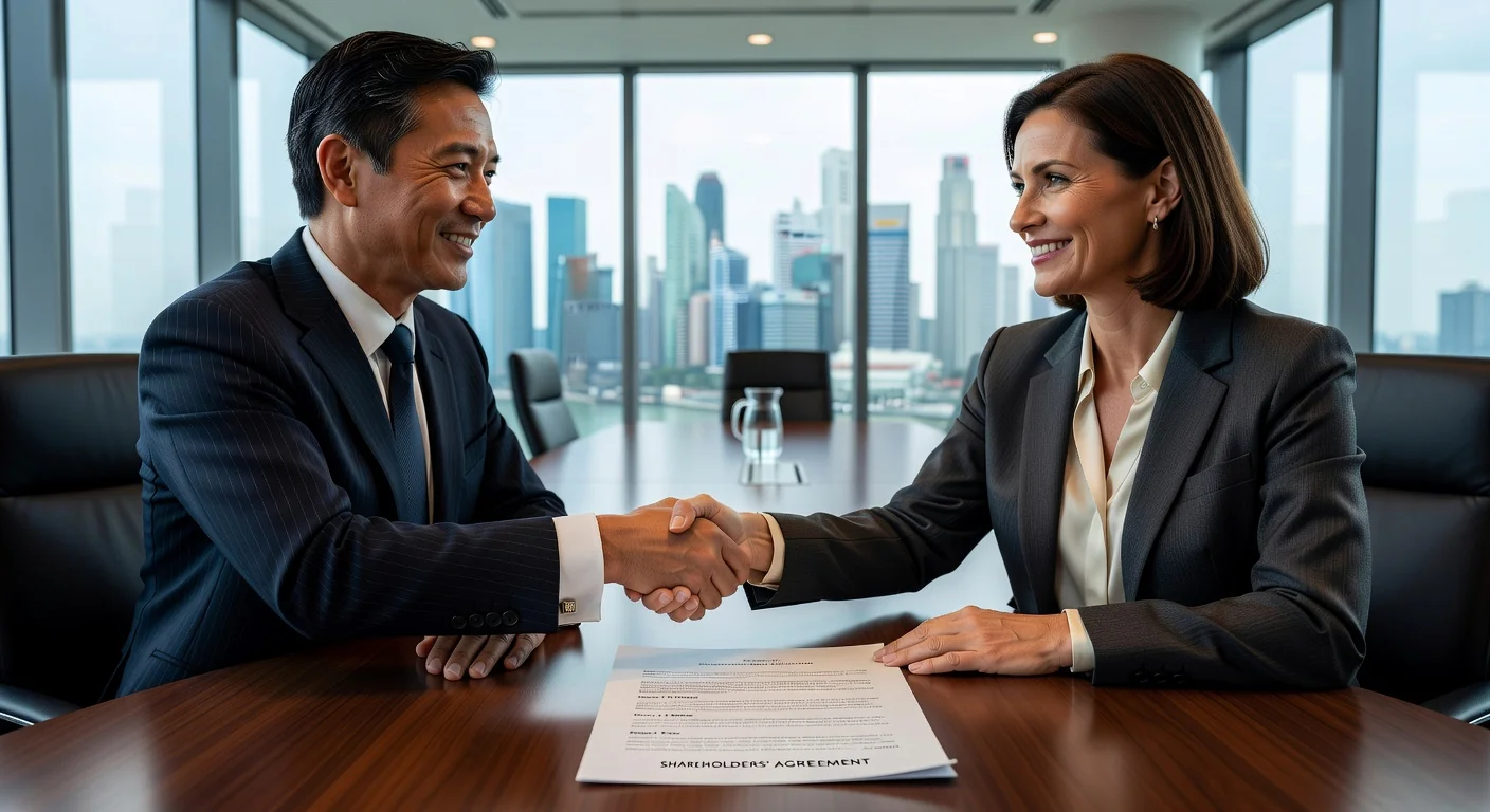 Handshake sealing shareholders' pact