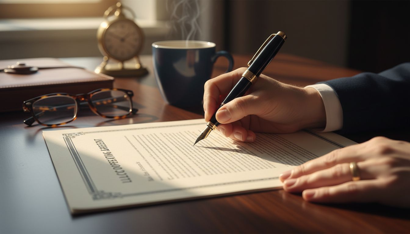 Signing LLC operating agreement document