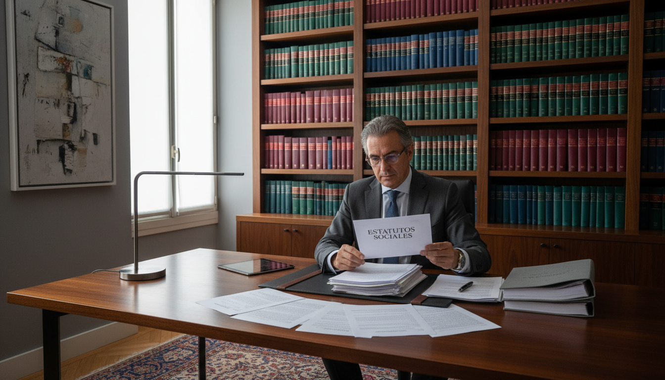 Spanish lawyer reviewing statutes