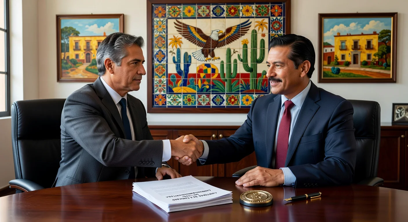 Mexican business partners handshake