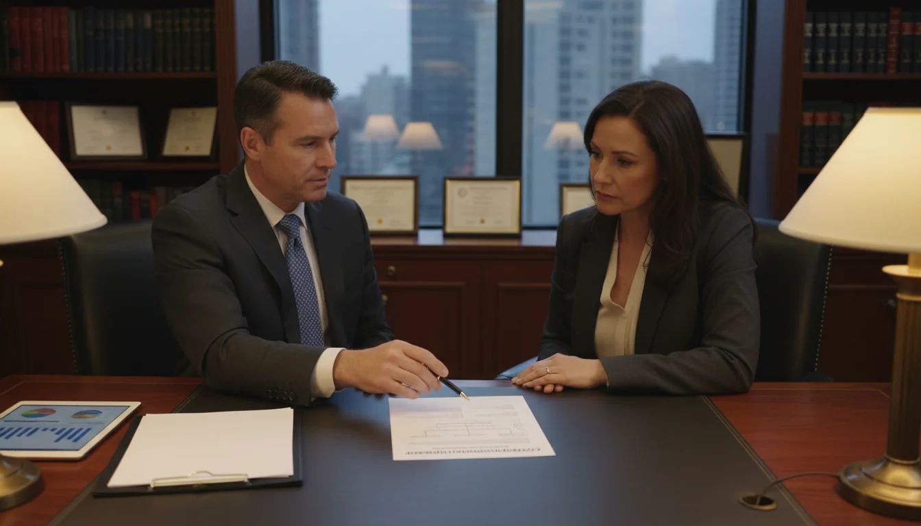 Adult lawyer explaining incorporation process to client