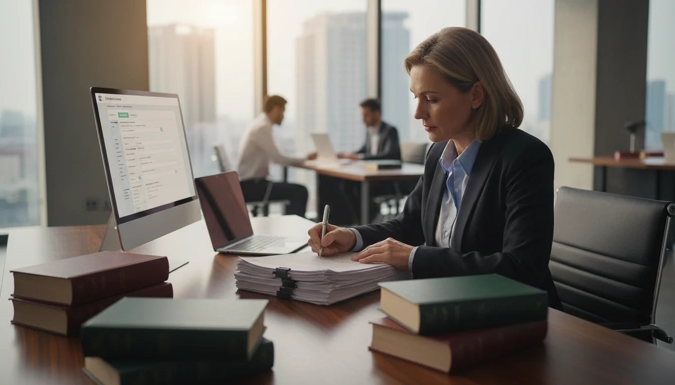 Business professional signing incorporation documents