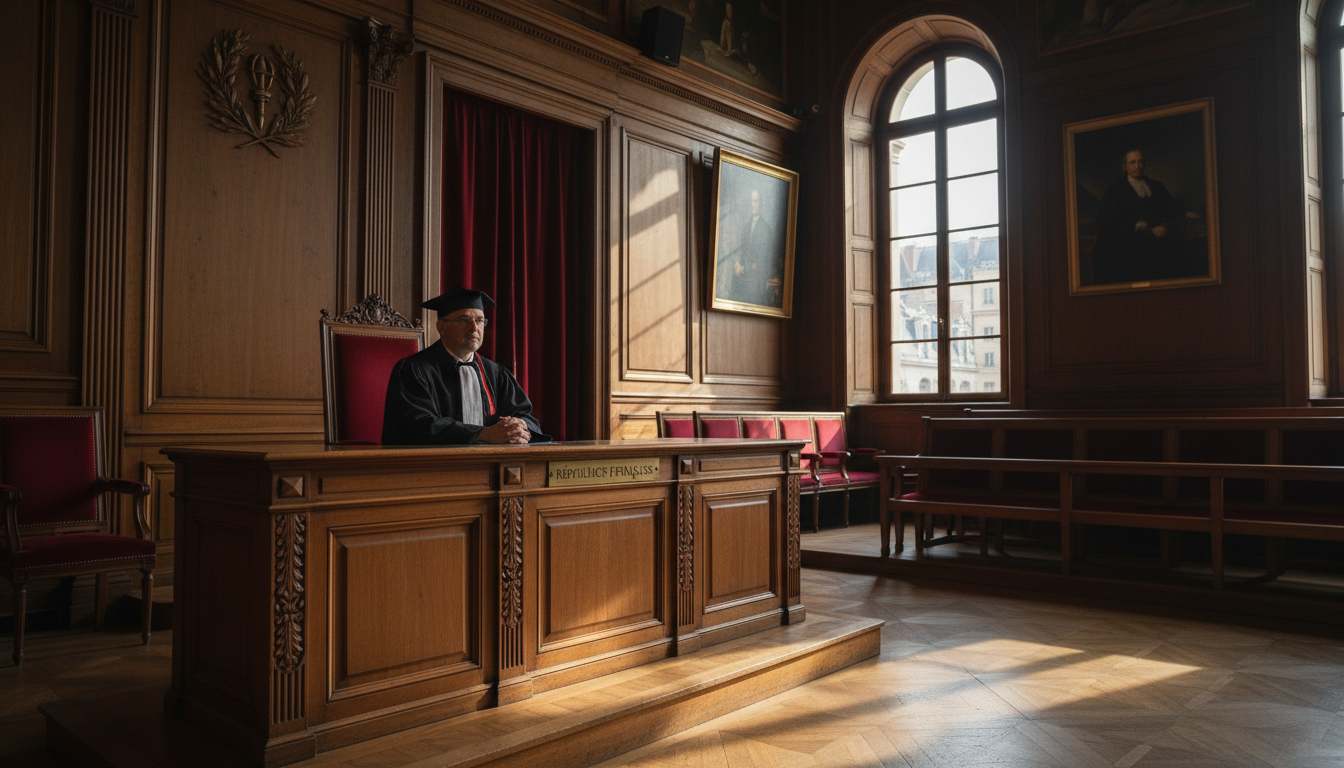 Courtroom with French judge.