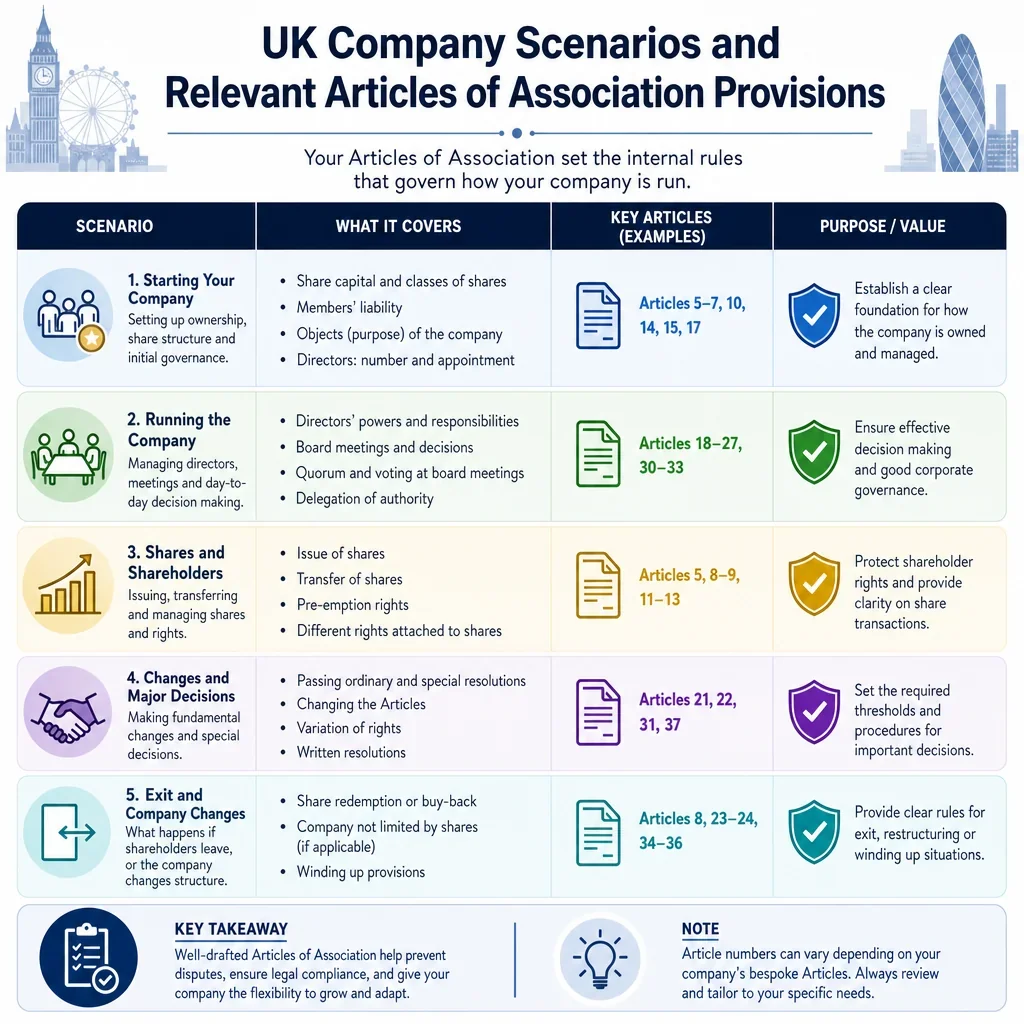 Company Scenarios and Relevant Articles of Association Provisions
