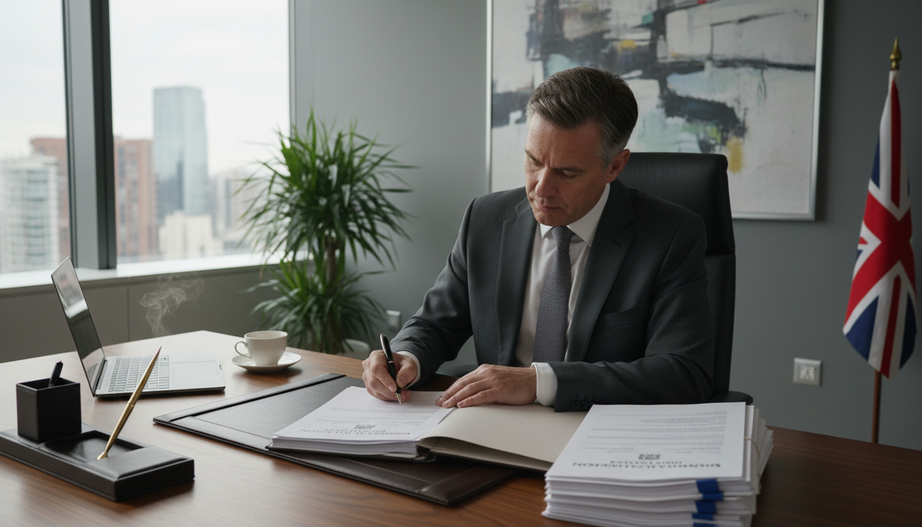 Professional signing legal documents