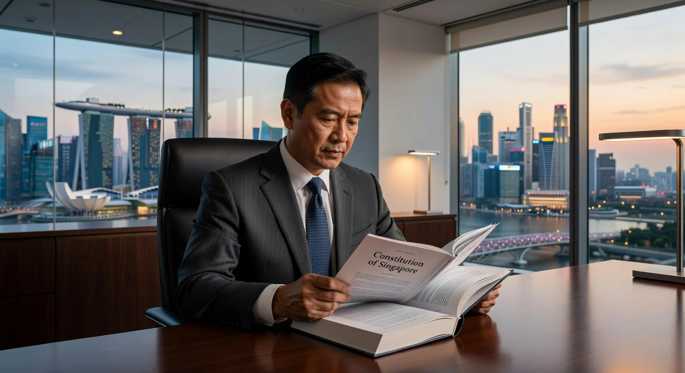 Singaporean lawyer reviewing constitution