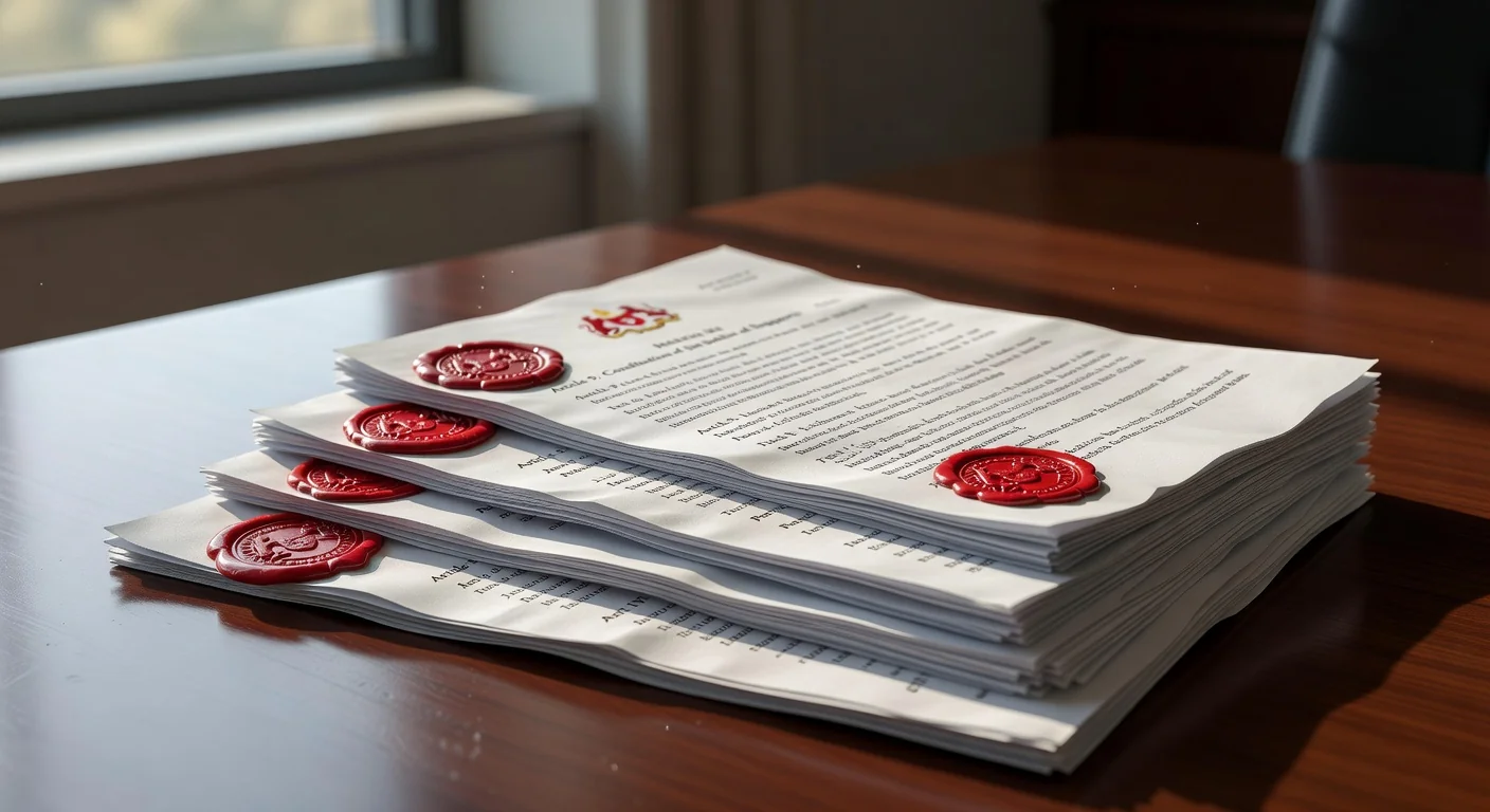 Stack of official legal documents