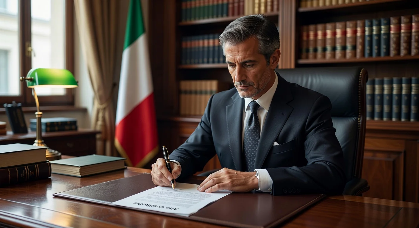 Italian notary signing atto costitutivo
