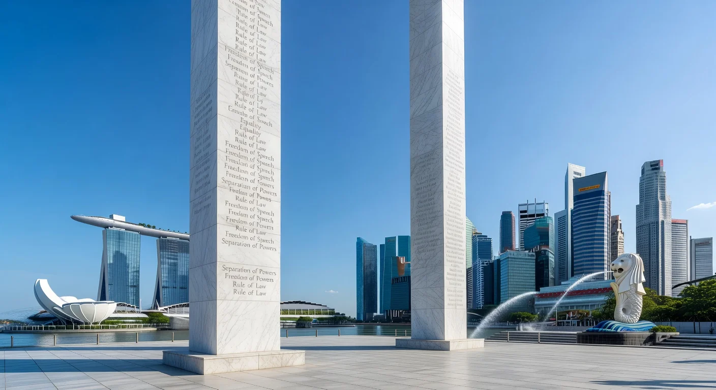 Symbolic pillars of justice in Singapore