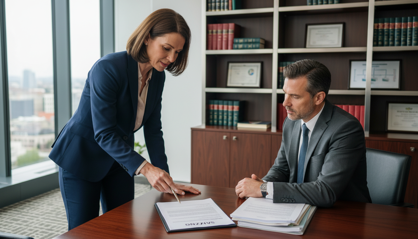 Lawyer explaining legal statute