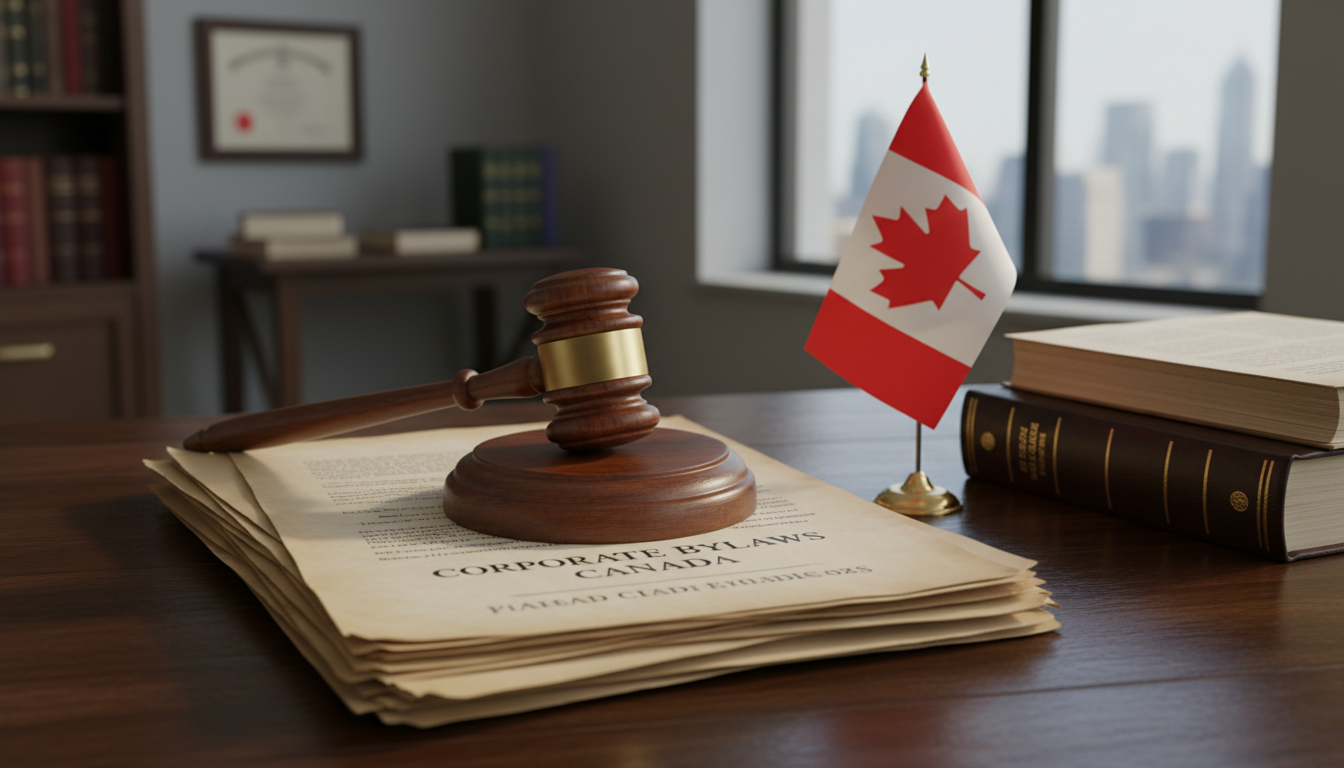 Gavel and Canadian bylaws legal papers