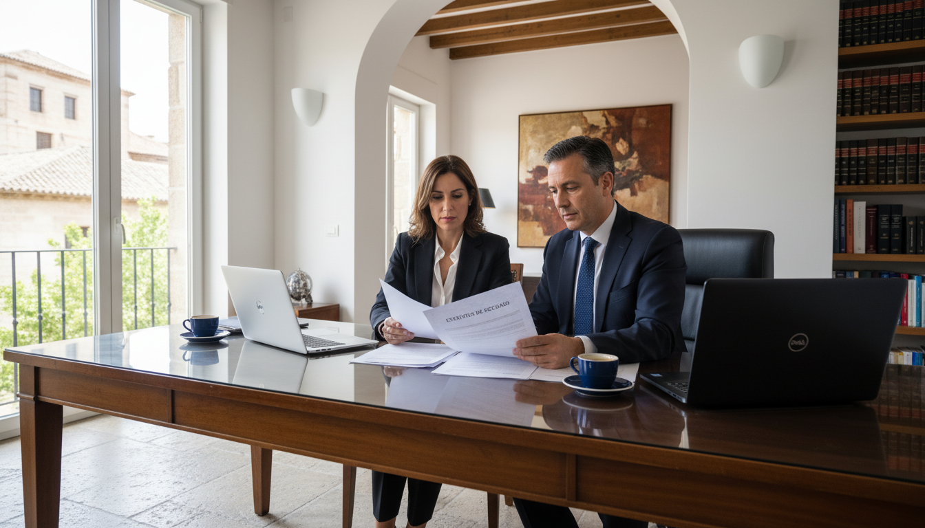 Business partners reviewing company bylaws