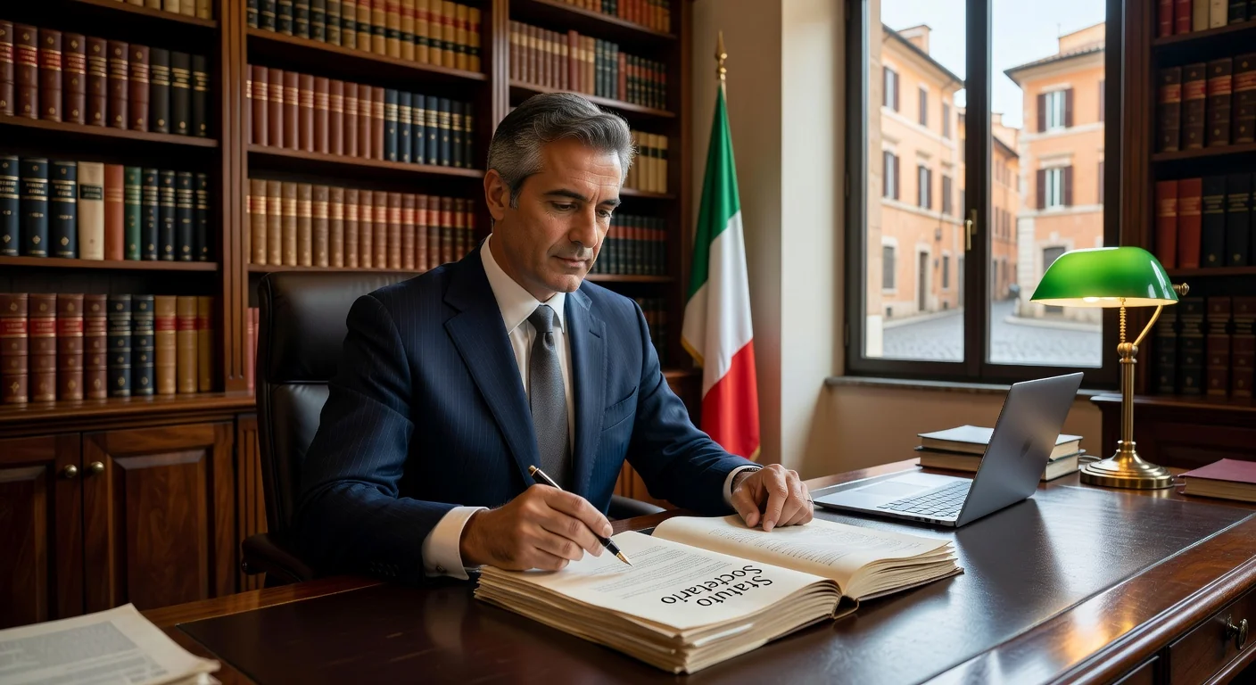 Italian lawyer reviewing statute document
