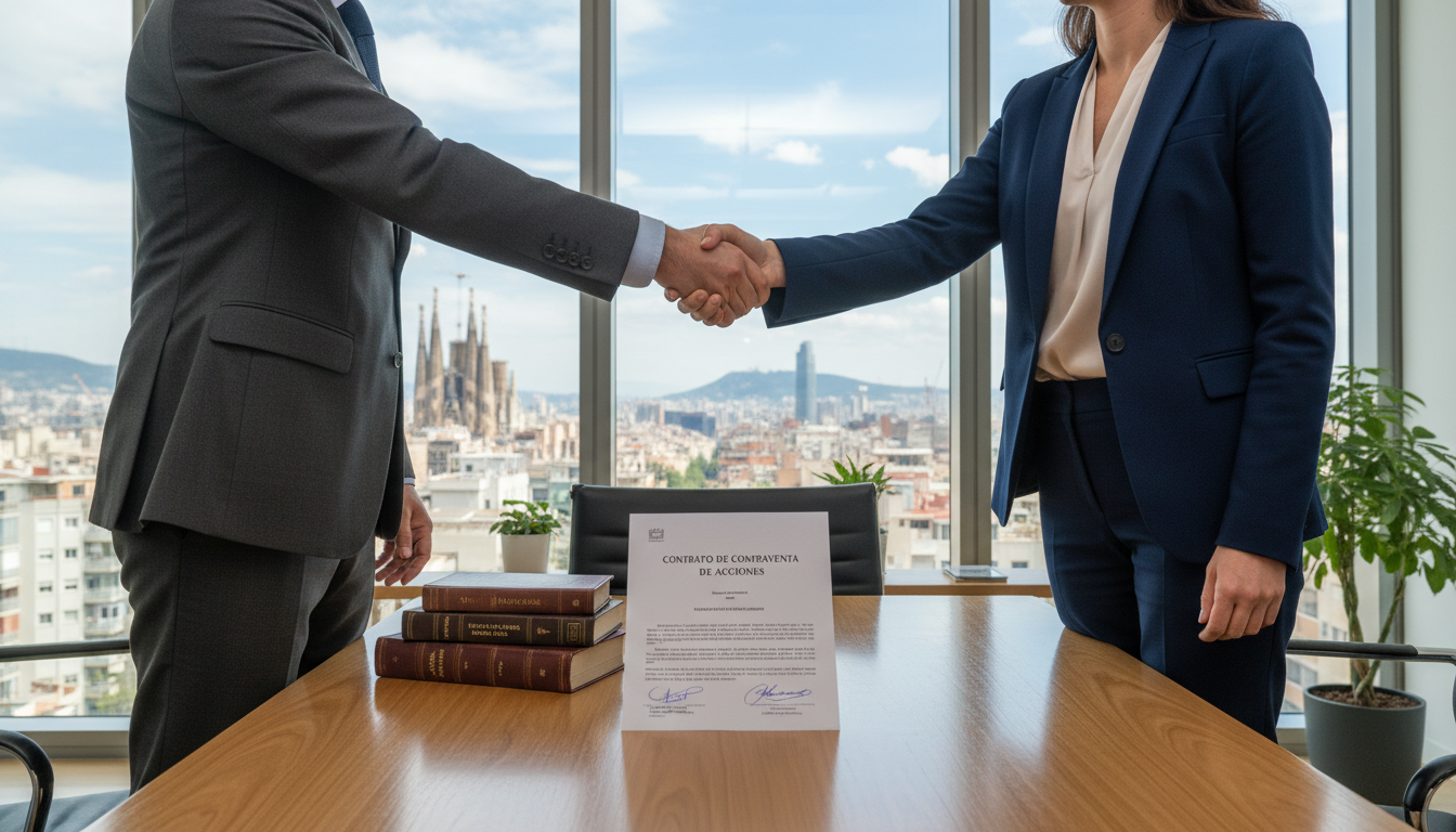 Signing stock purchase agreement in Spain