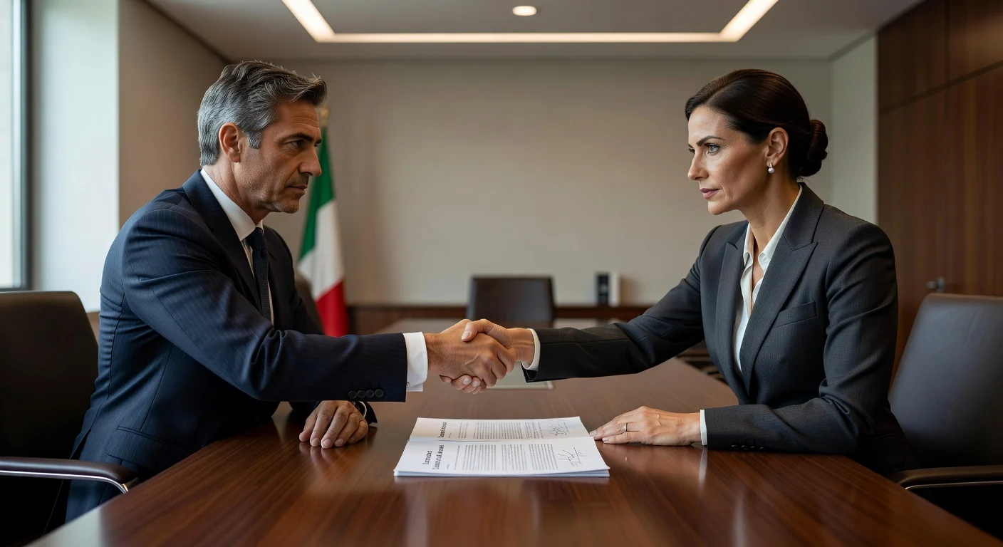 Signing stock purchase agreement in Italy