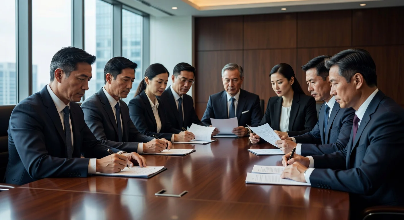 Boardroom meeting of executives.