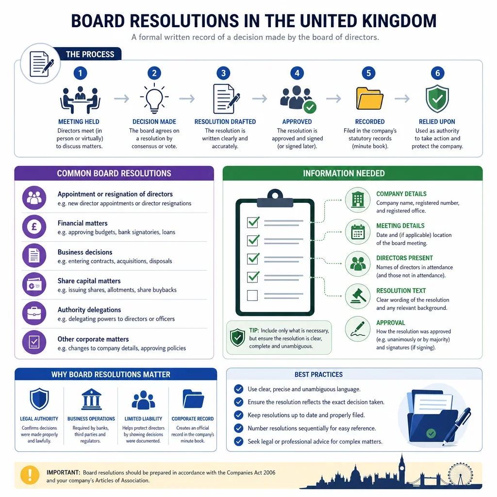 Information Needed for Board Resolutions