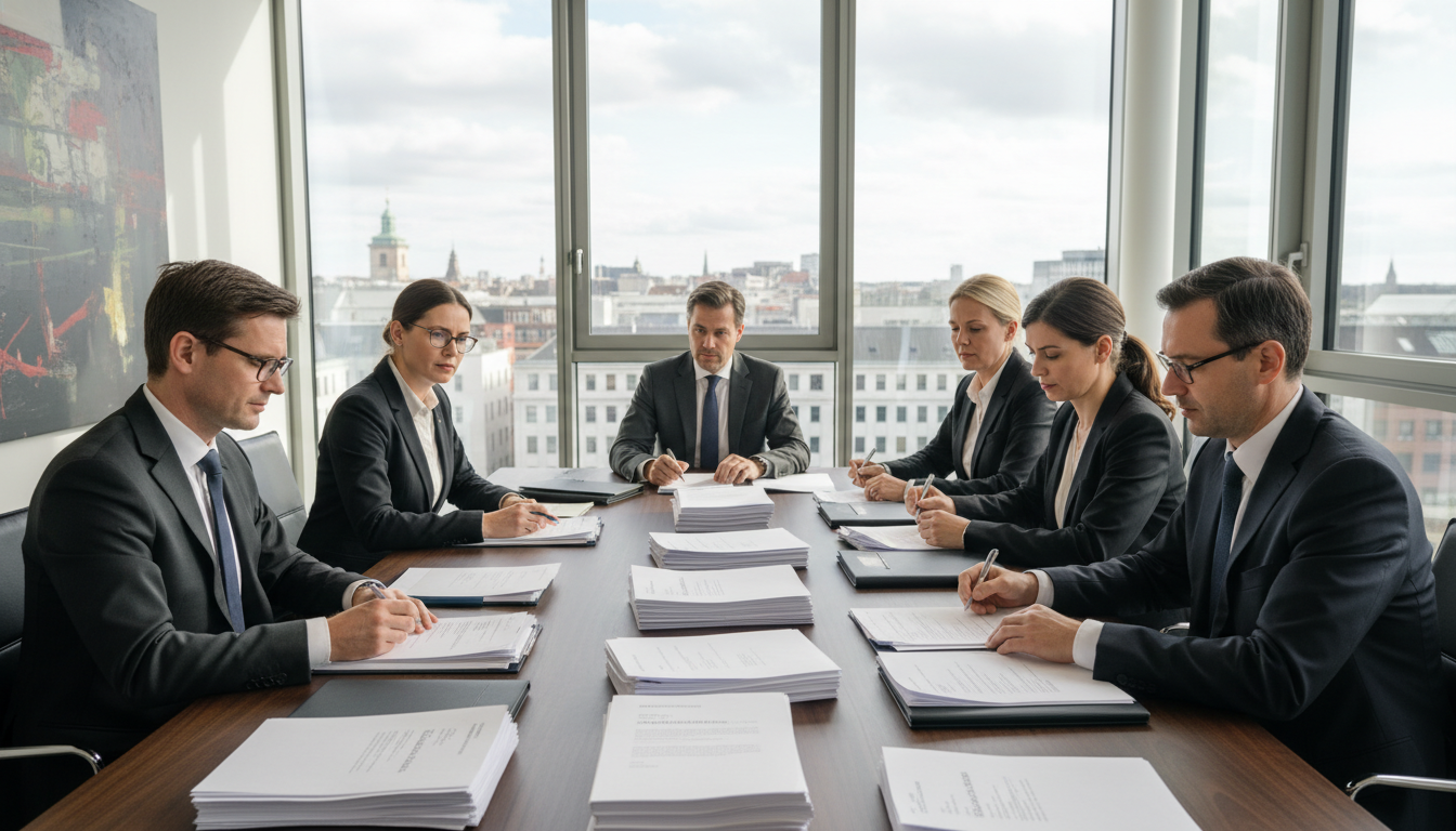 German board meeting signing documents