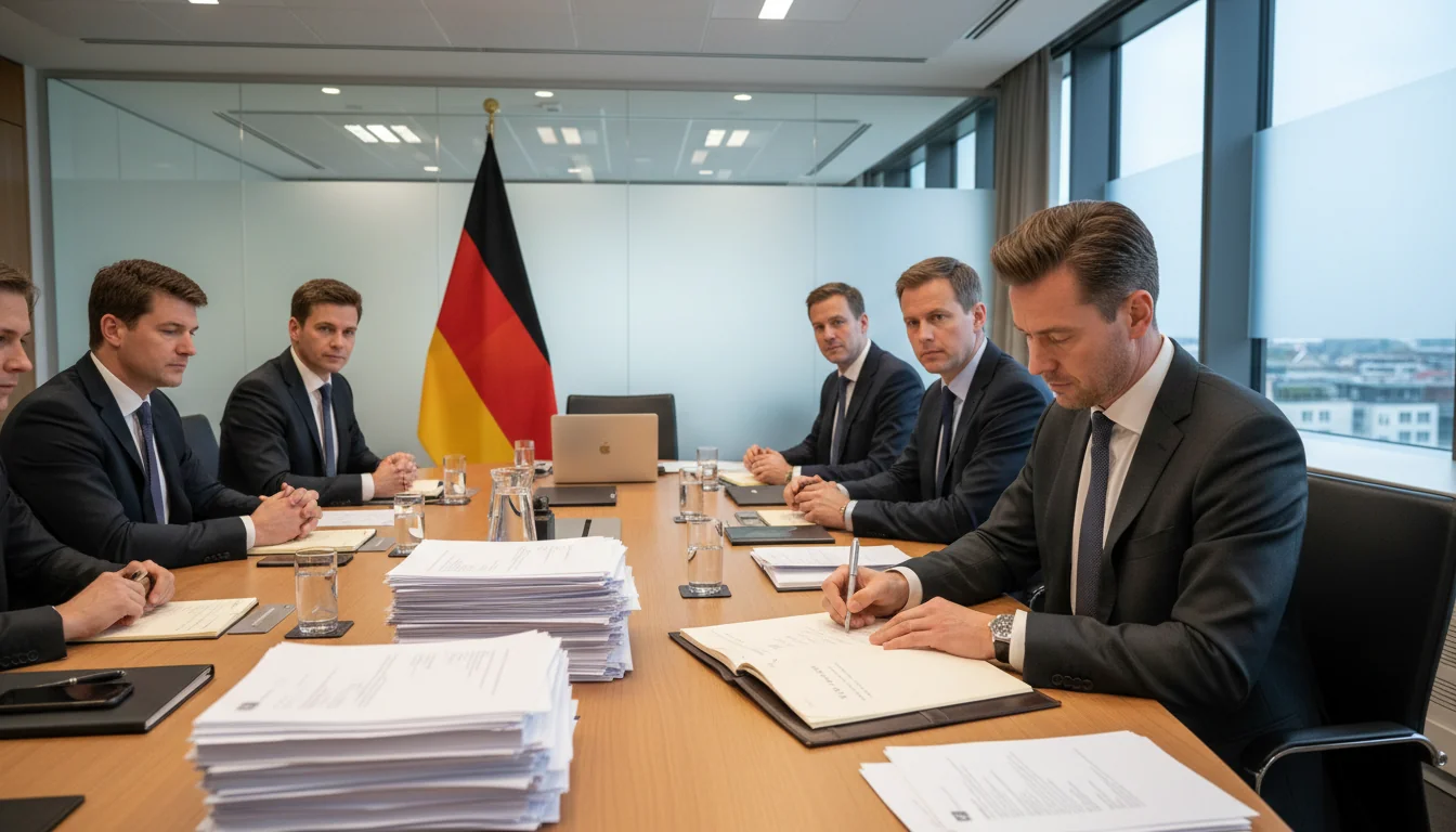 German board meeting signing documents