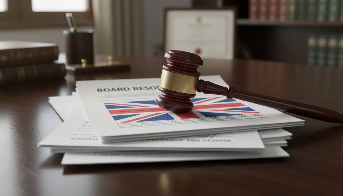 Gavel on UK legal documents stack