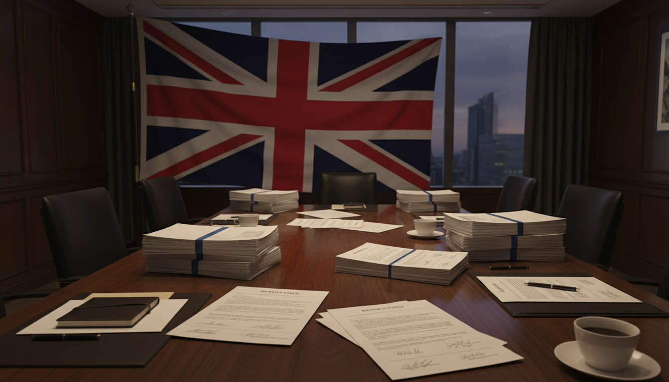 UK flag with legal documents