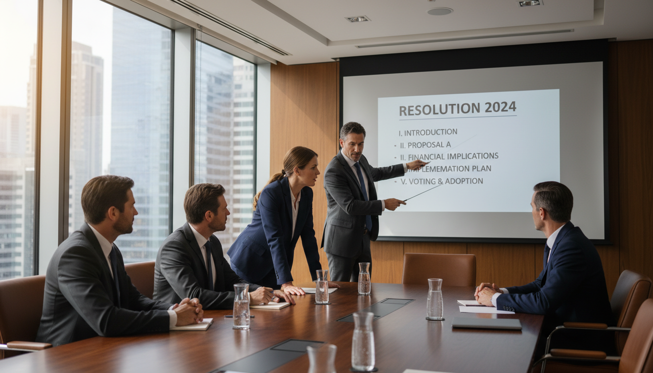 Corporate board meeting discussion