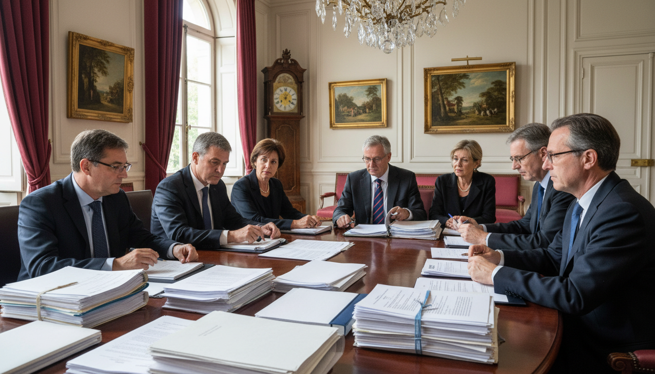 French board meeting with legal papers