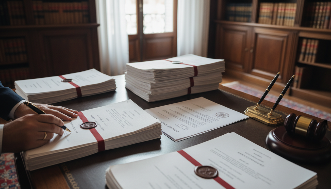 Legal documents on desk