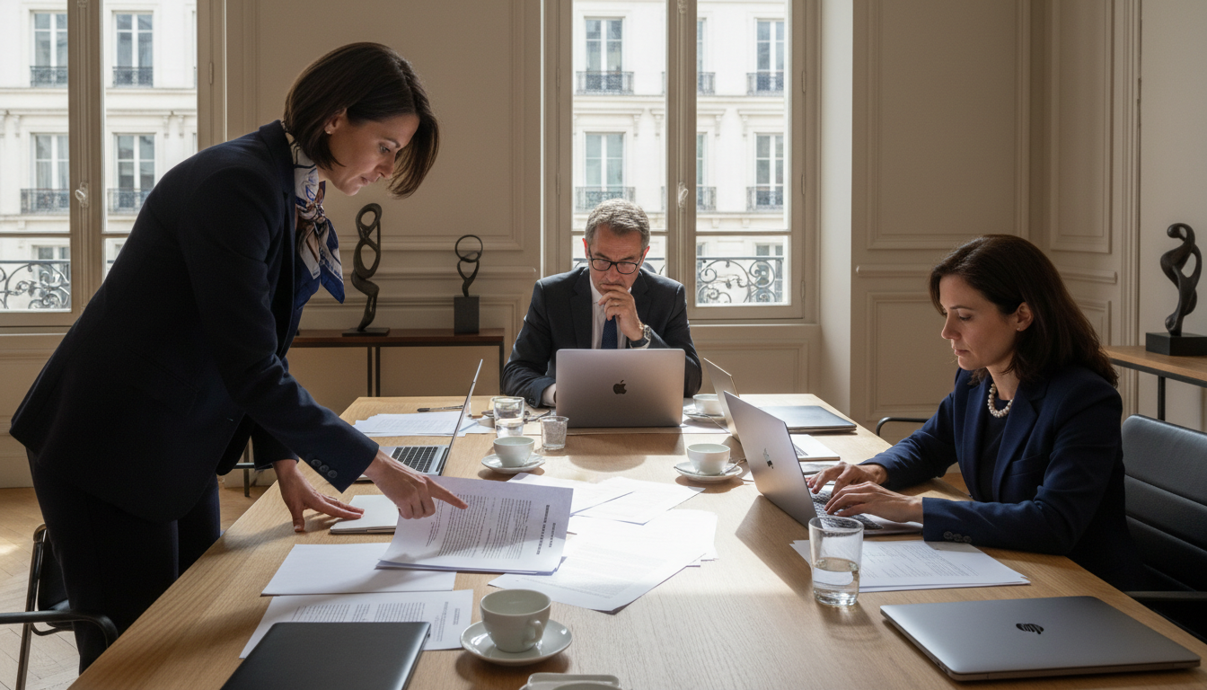 Legal team discussing board resolutions