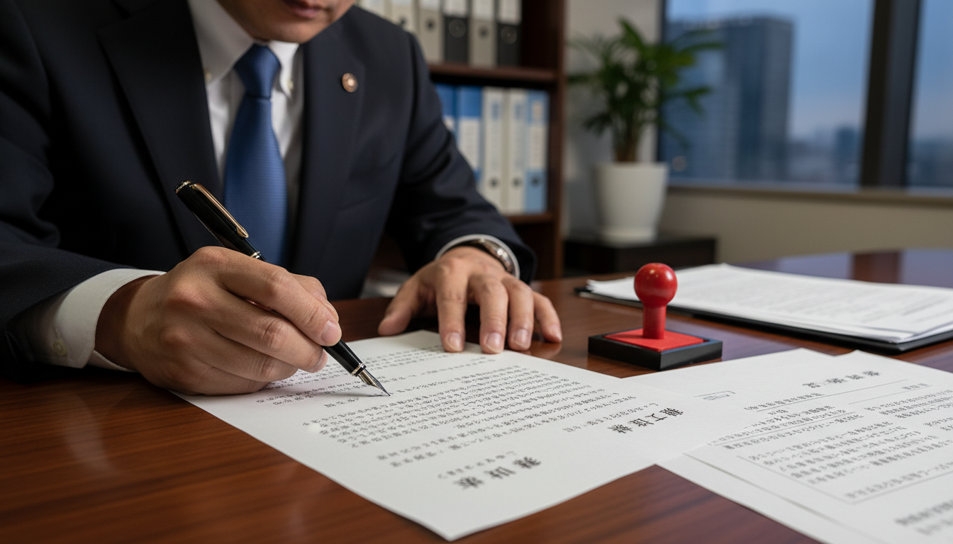 Signing official Japanese corporate document