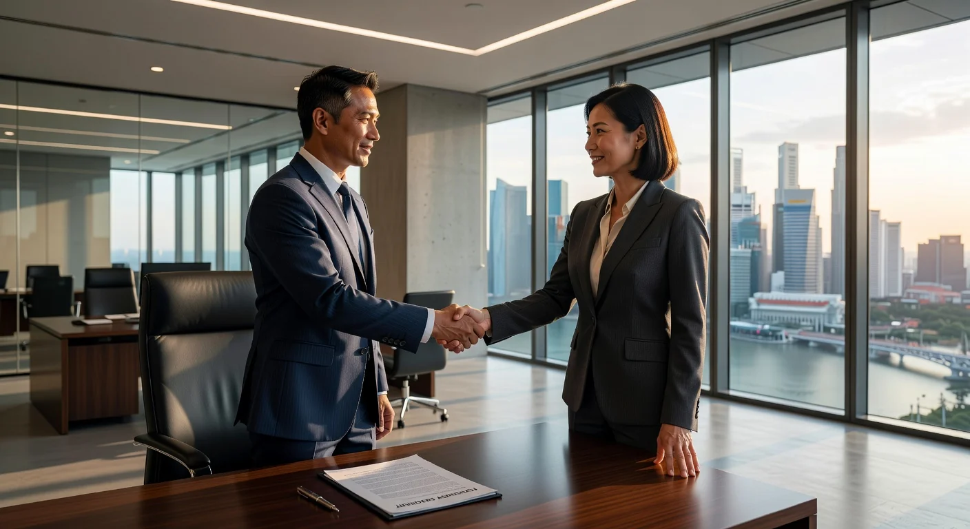 Founders shaking hands over agreement