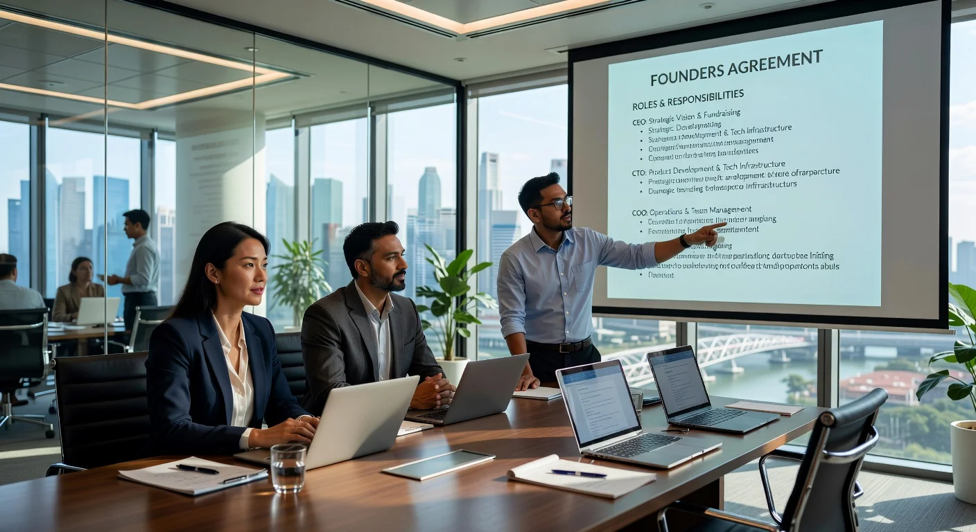 Team discussing roles in meeting room