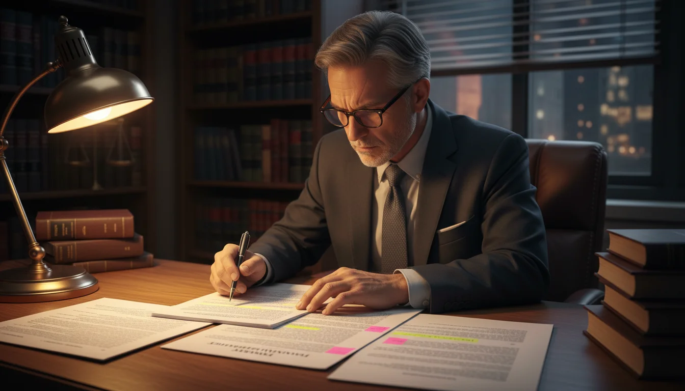 Lawyer reviewing clauses of founders contract