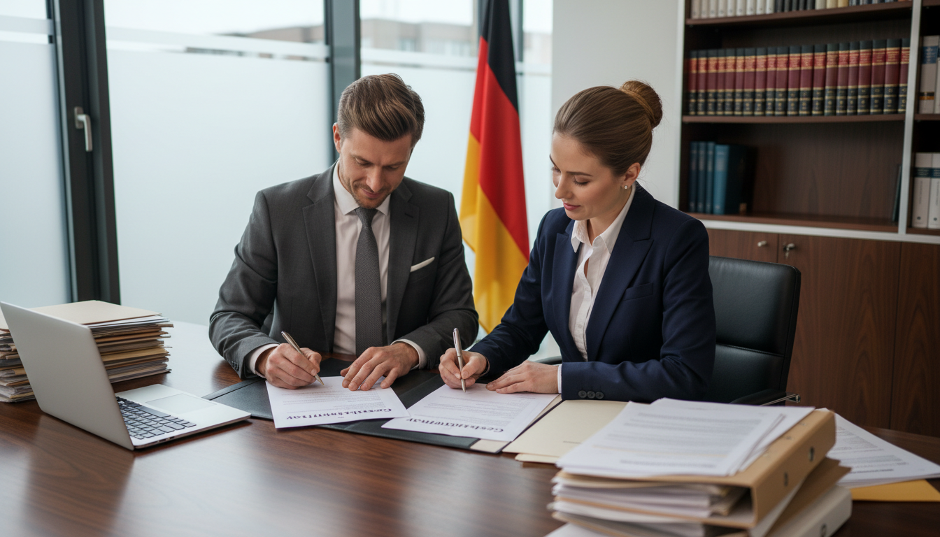 German contract signing scene
