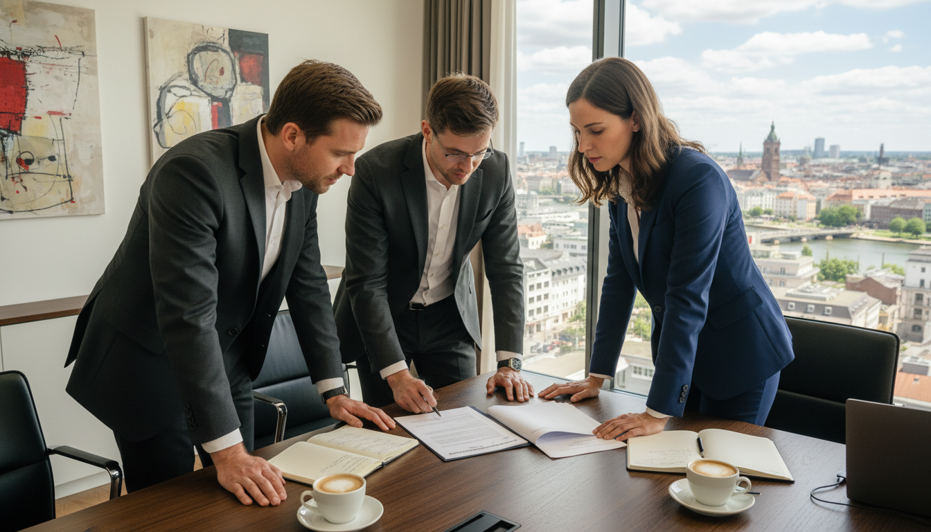 Legal team reviewing agreement