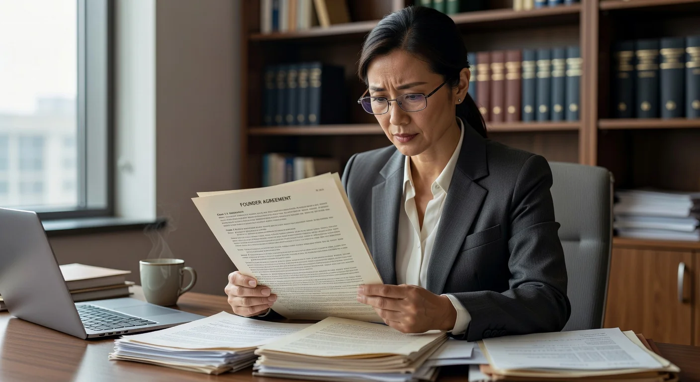 Lawyer reviewing founder agreement