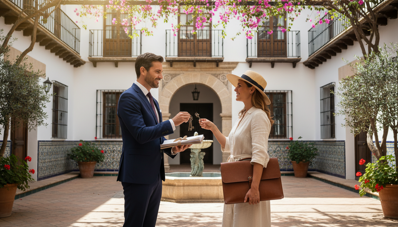 Asset transfer handshake in Spain.