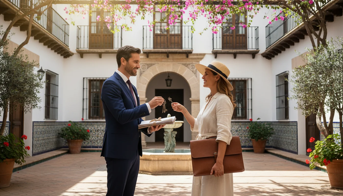 Asset transfer handshake in Spain.