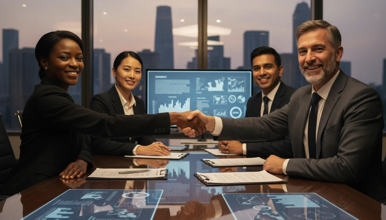 Business handshake sealing asset deal