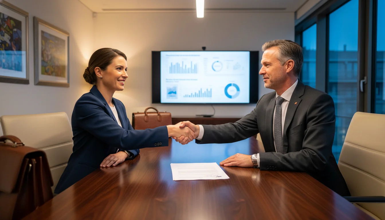 Business handshake over contract