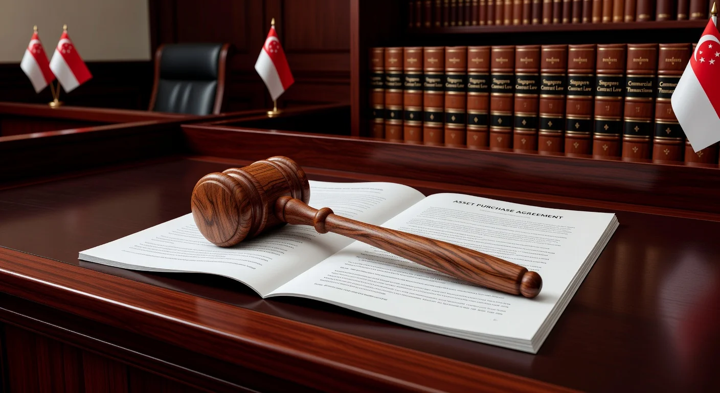 Gavel and contract in courtroom