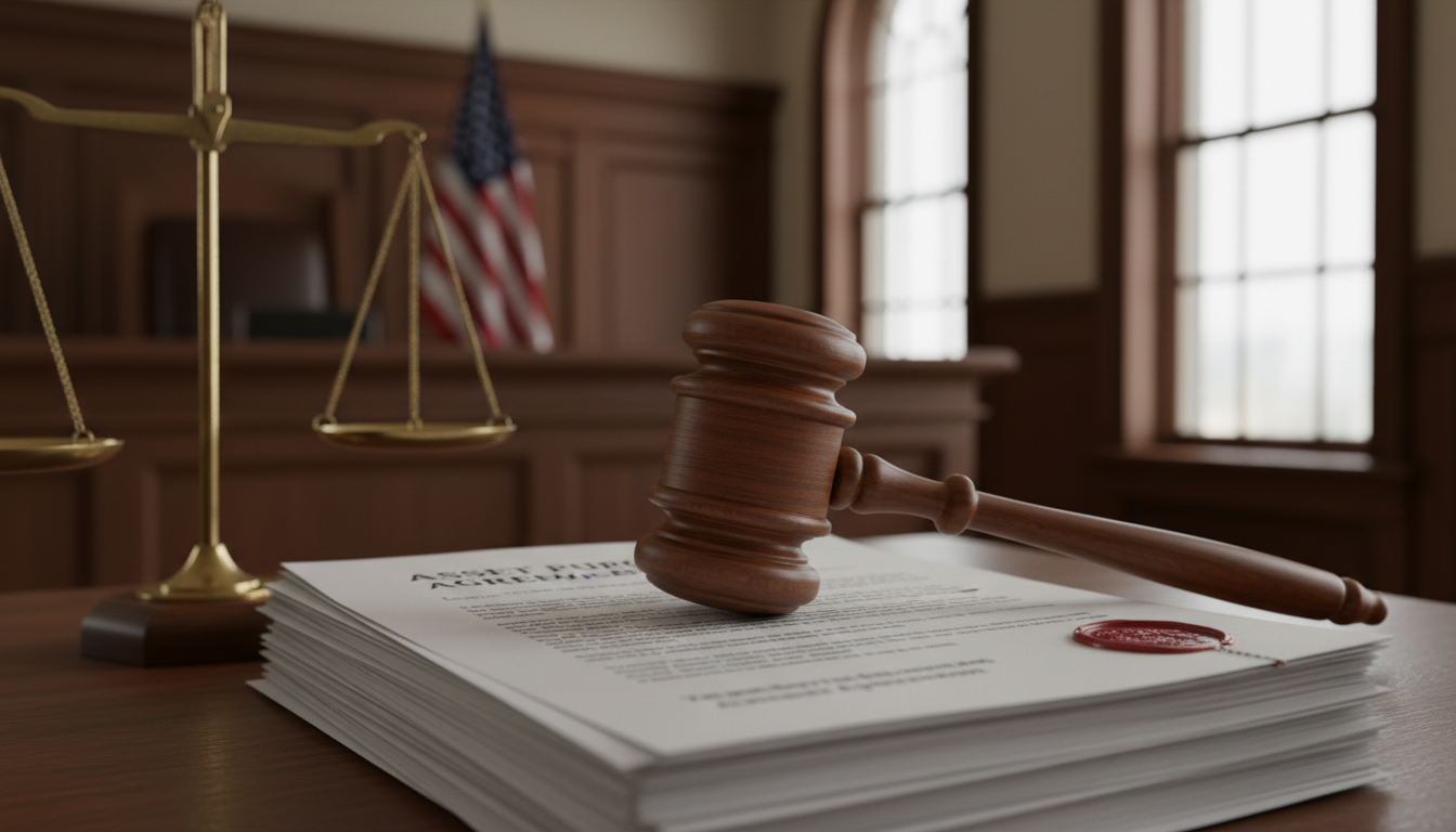 Gavel on legal documents with scales