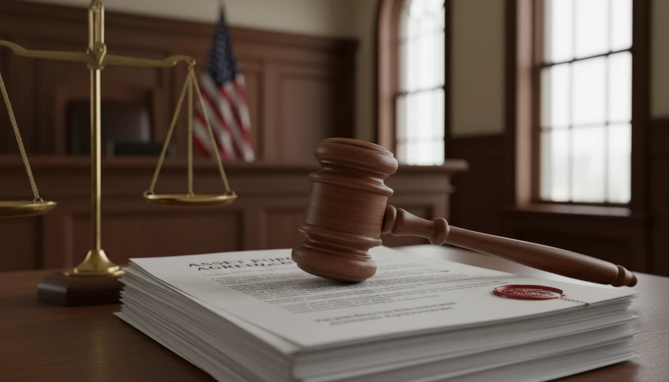 Gavel on legal documents with scales